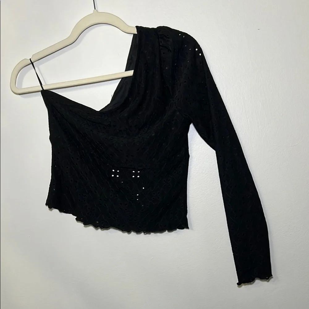 Good Luck Gem Black Asymmetrical Top new with tag